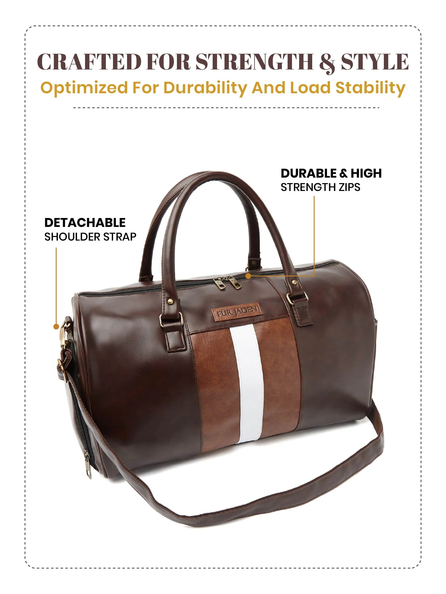 Brown Weekender Faux Leather Duffle - Image 4
