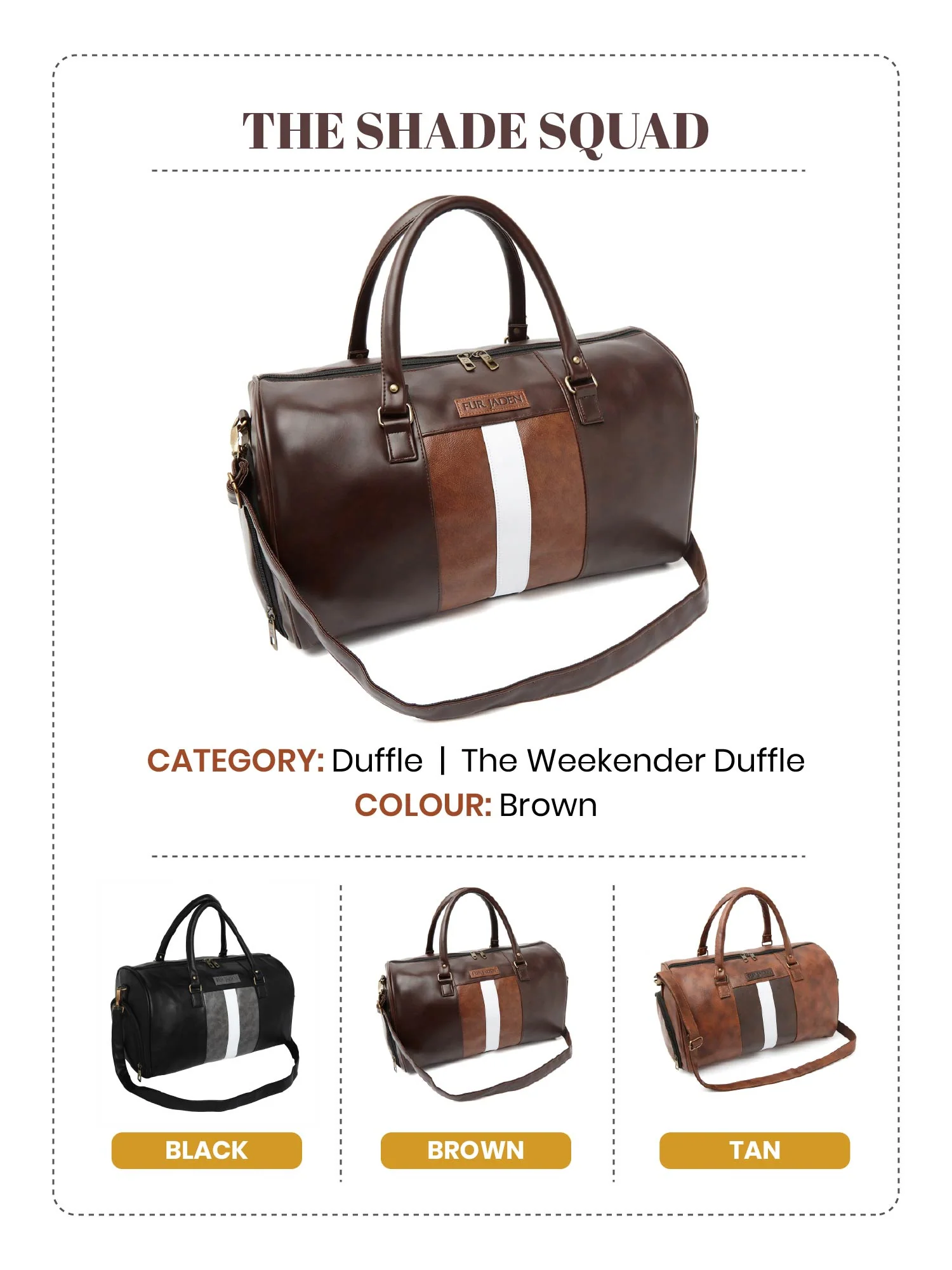 Brown Weekender Faux Leather Duffle - Image 7