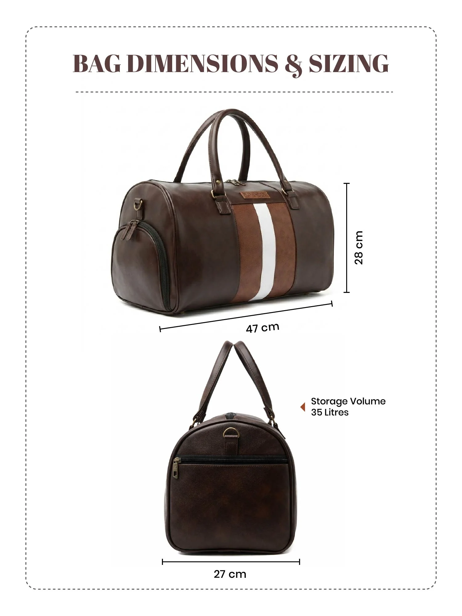 Brown Weekender Faux Leather Duffle - Image 8